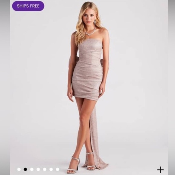 Windsor Shimmering Pink Bow Dress - Picture 5 of 6